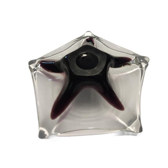 Murano Art Glass Star Form Bowl, Clear with Amethyst, 11" Wide. Pontil - Picture 5 of 10